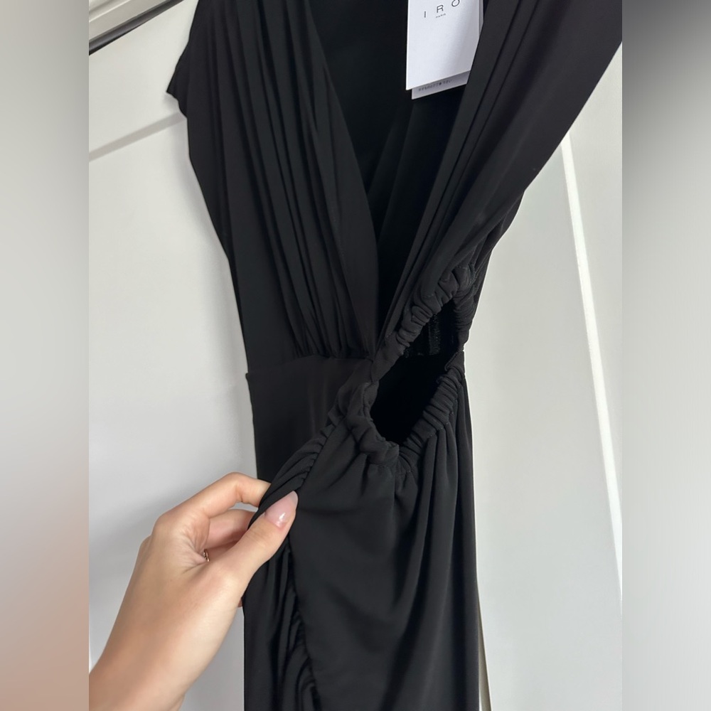 NWT IRO Zera Cut-Out Ruches Mini Dress in Black FR34 / US2 - Picture 6 of 9